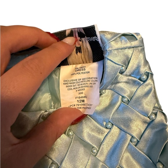 Rare Editions Aqua Formal Kids Dress with Bow - Picture 6 of 6